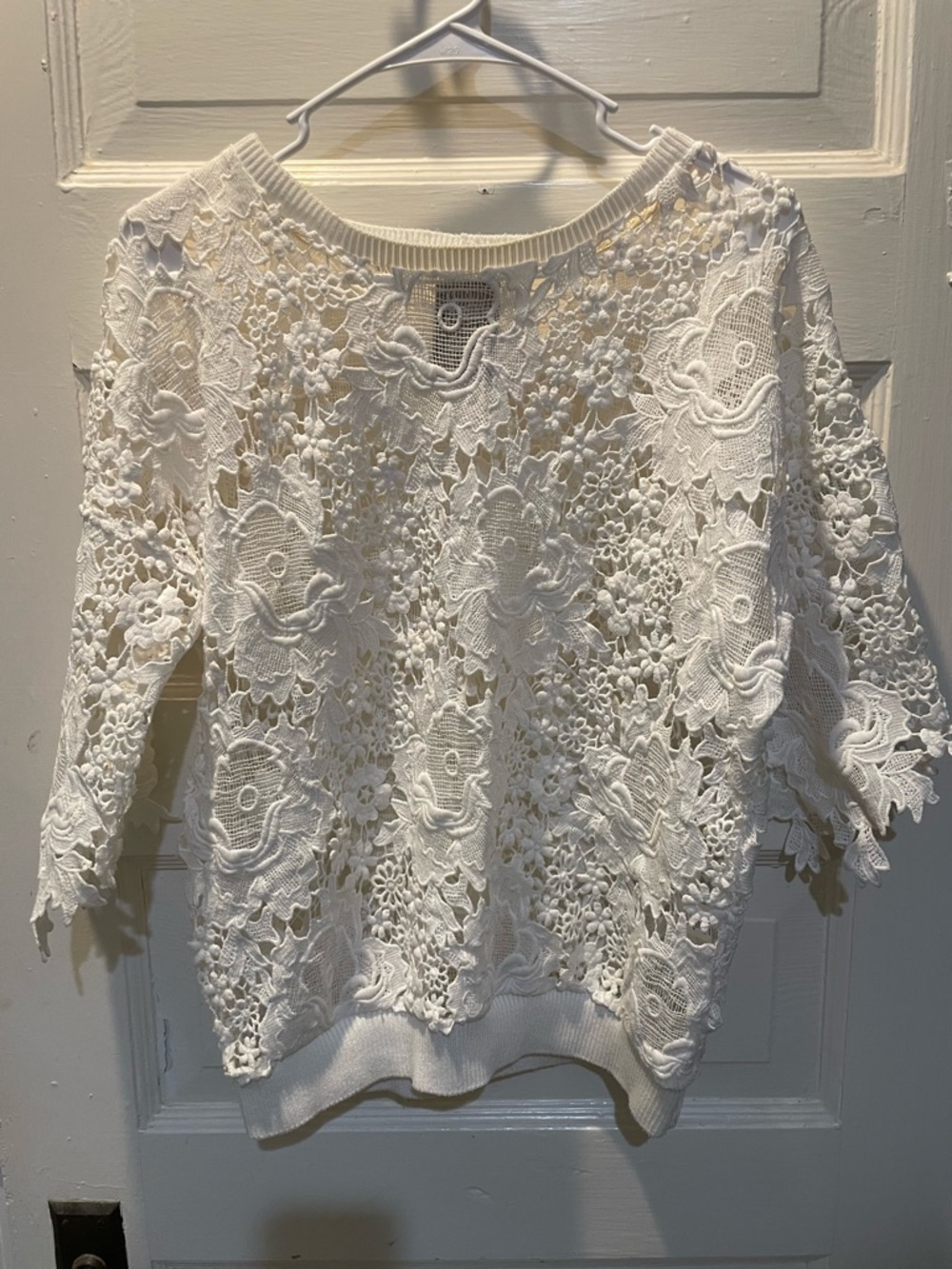 Anthropologie Dolan Left Coast White Floral Crochet Top, Small